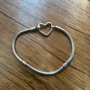 Pandora Moments Heart Closure Snake Chain Bracelet
